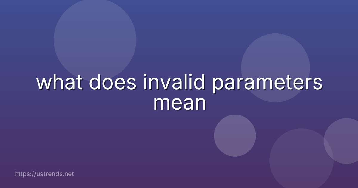 what does invalid parameters mean