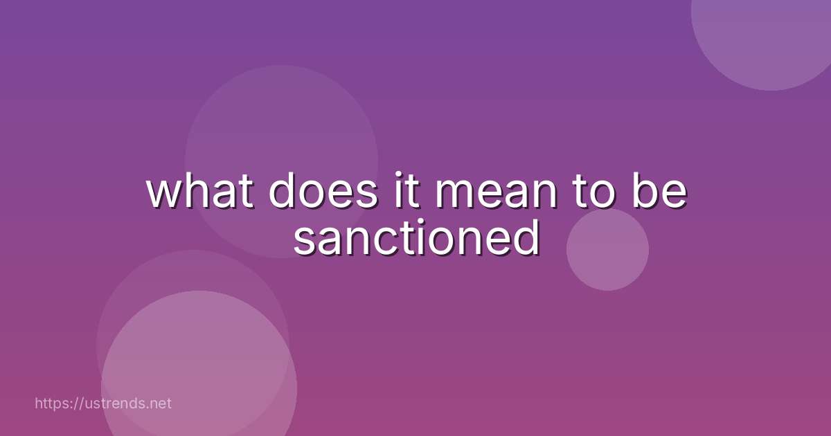 what does it mean to be sanctioned