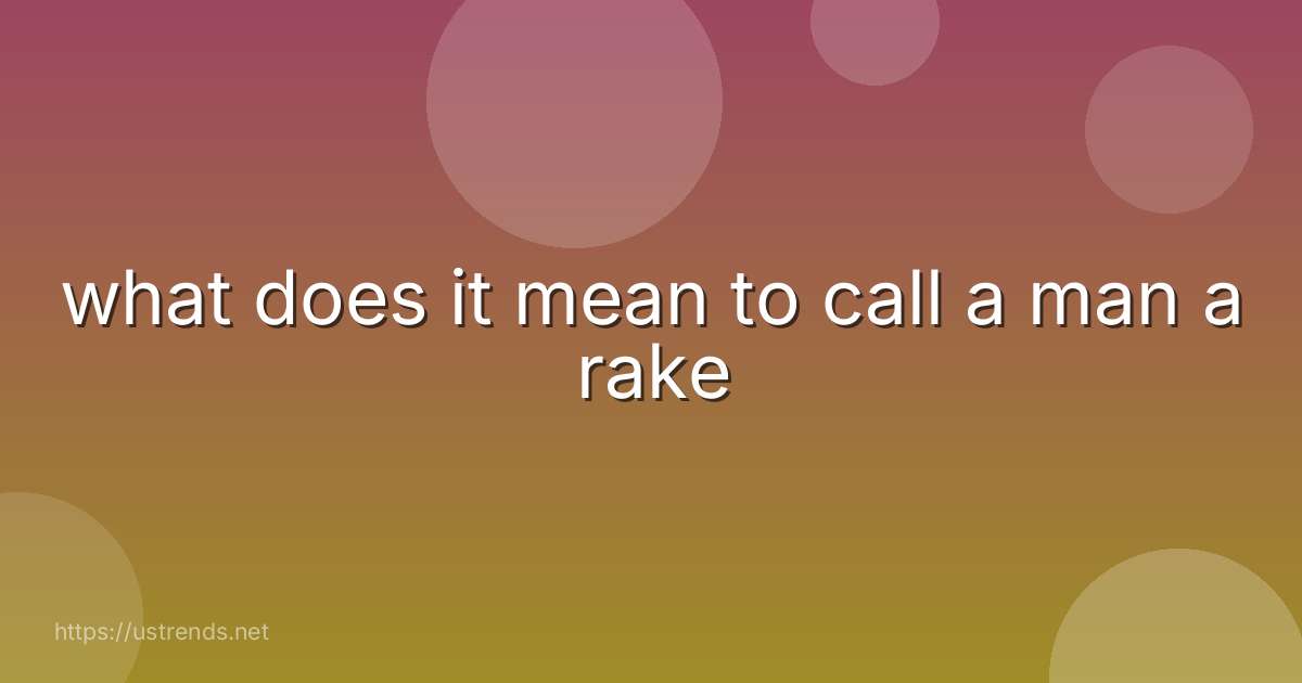 what does it mean to call a man a rake