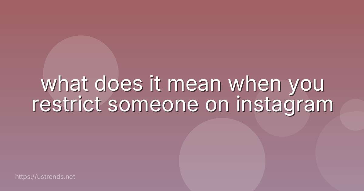 what does it mean when you restrict someone on instagram