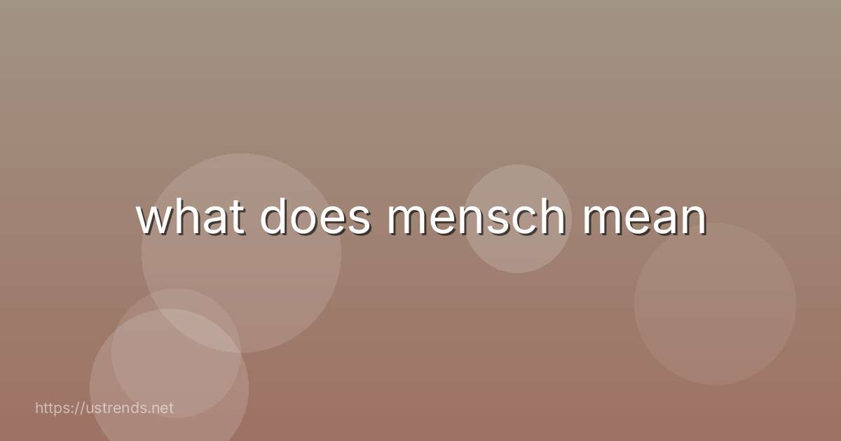 what does mensch mean