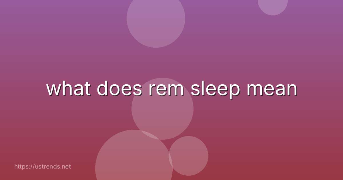 what does rem sleep mean