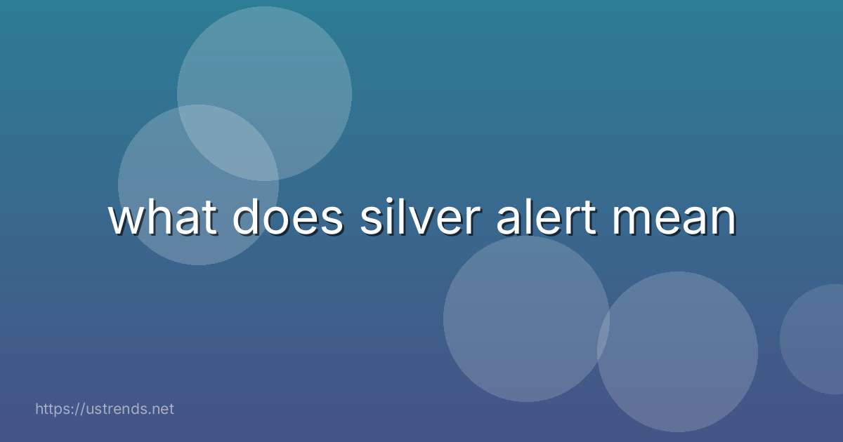 what does silver alert mean