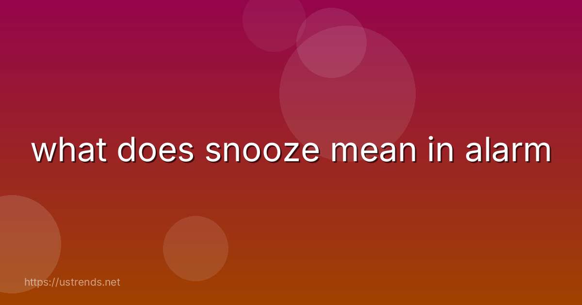 what does snooze mean in alarm