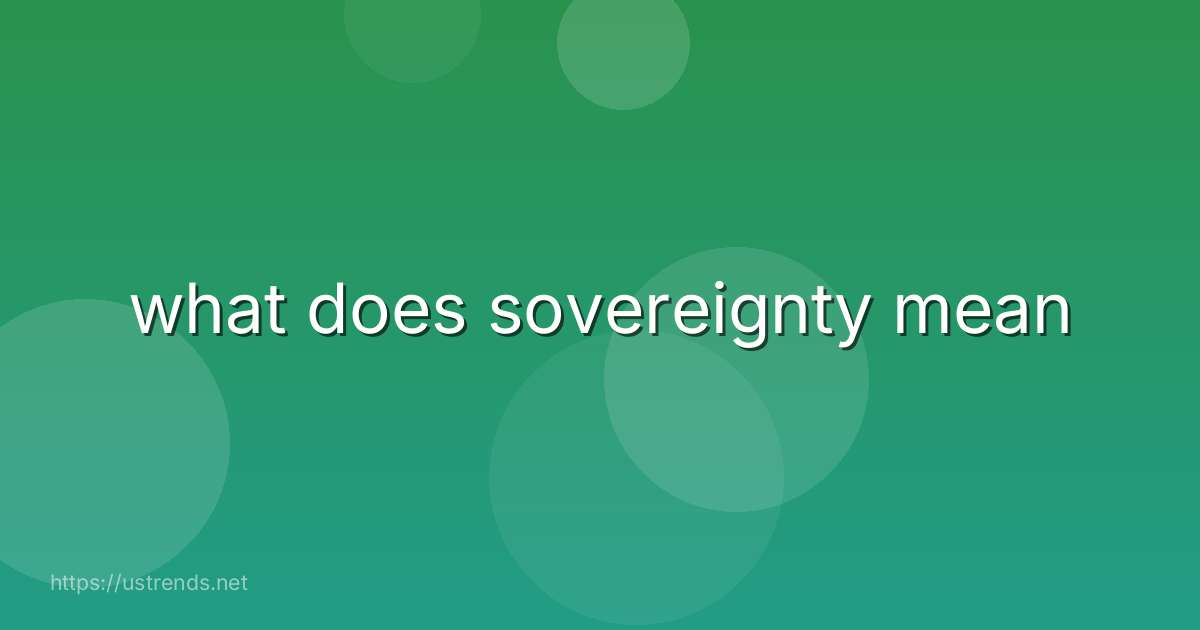 what does sovereignty mean