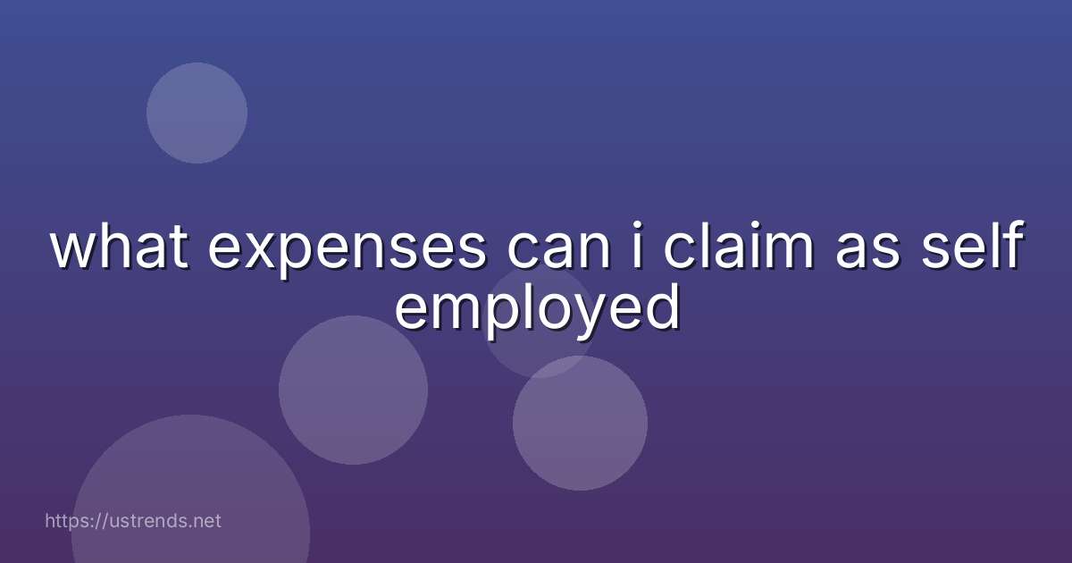what expenses can i claim as self employed