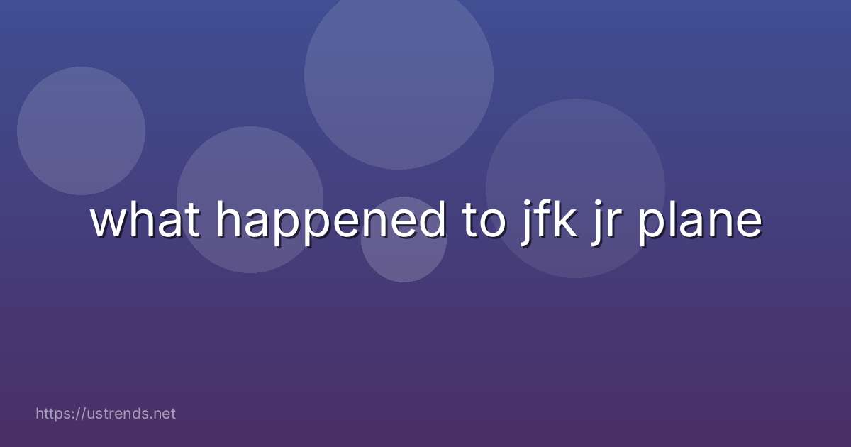 what happened to jfk jr plane