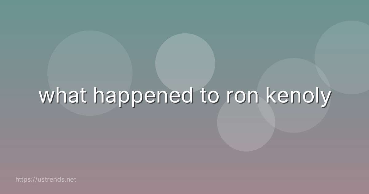 what happened to ron kenoly