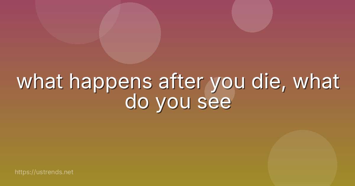 what happens after you die, what do you see