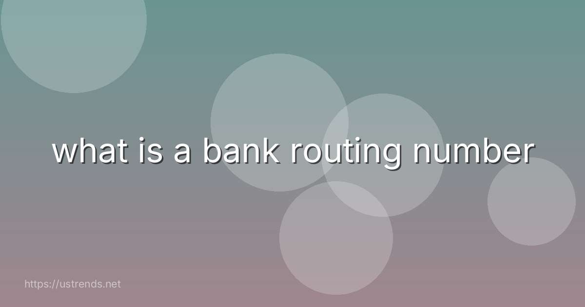 what is a bank routing number