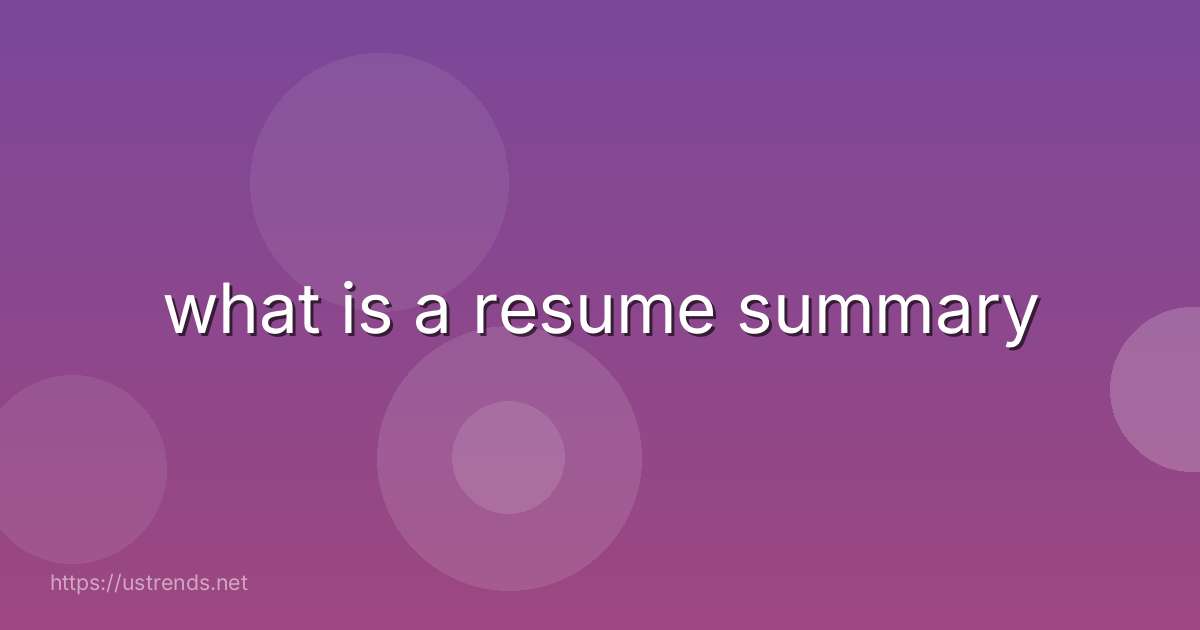 what is a resume summary