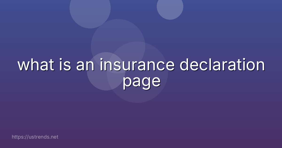 what is an insurance declaration page