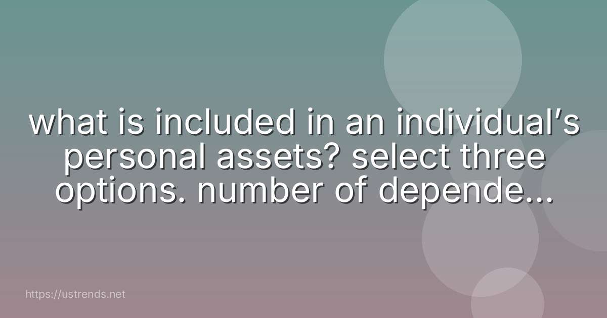 what is included in an individual’s personal assets? select three options. number of dependents money career property investment