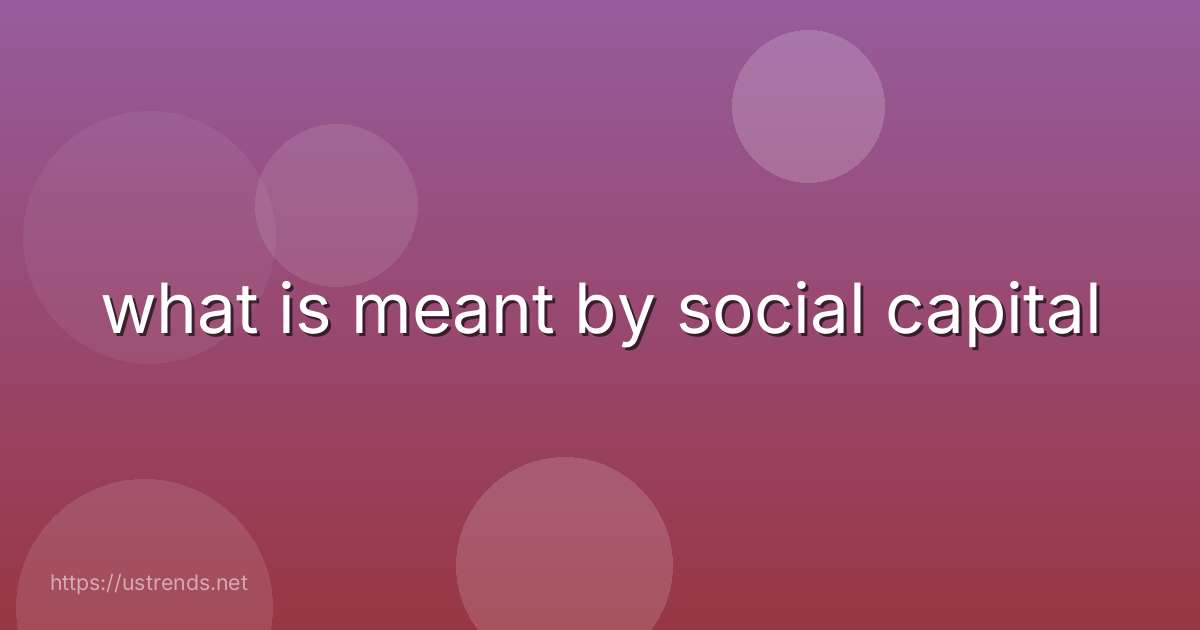 what is meant by social capital