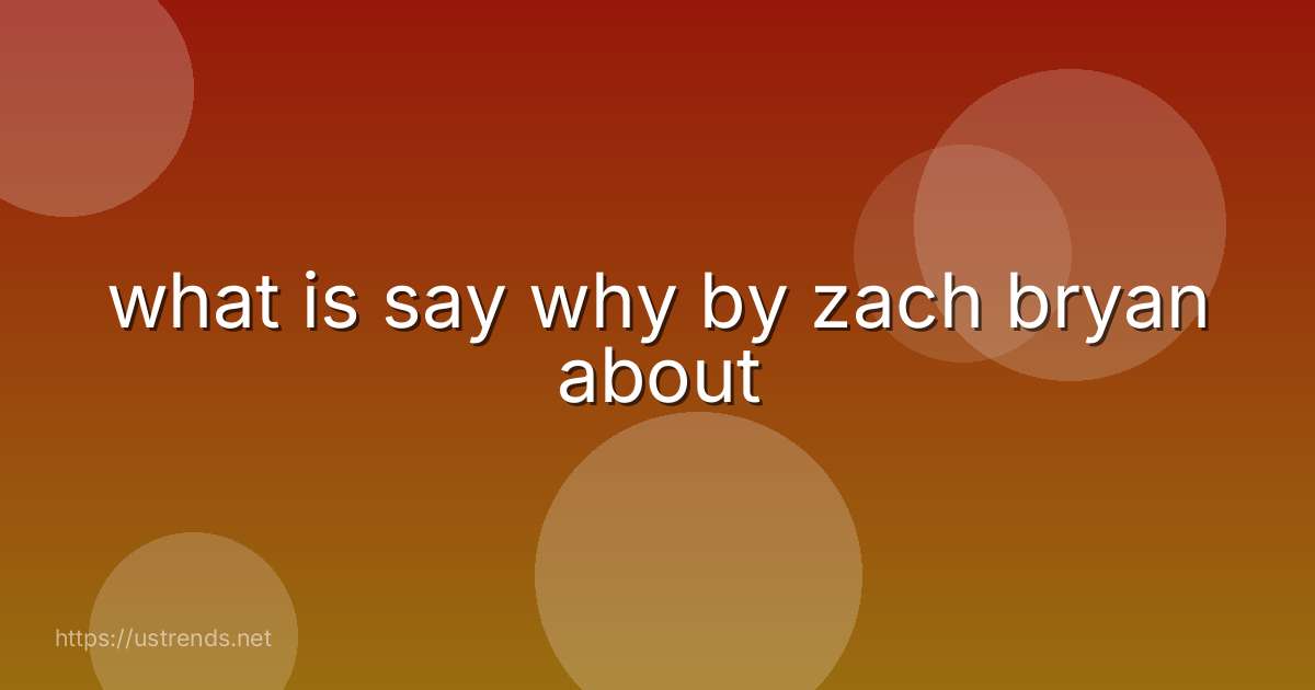 what is say why by zach bryan about