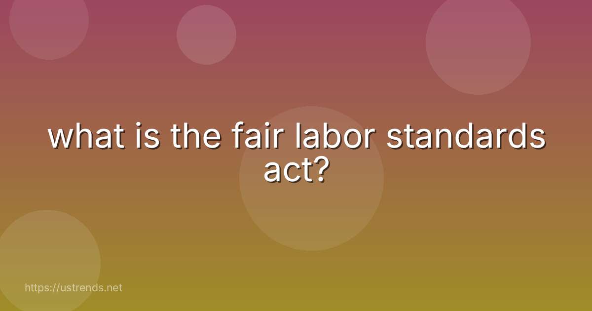 what is the fair labor standards act?