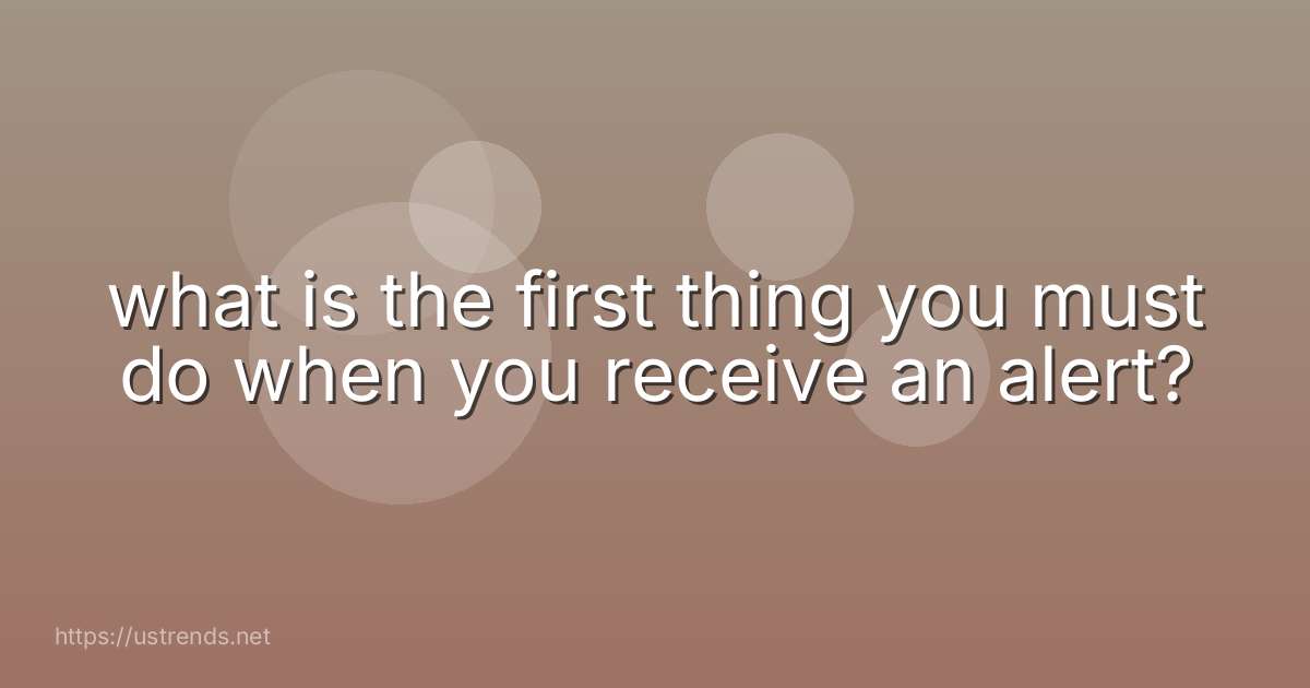 what is the first thing you must do when you receive an alert?
