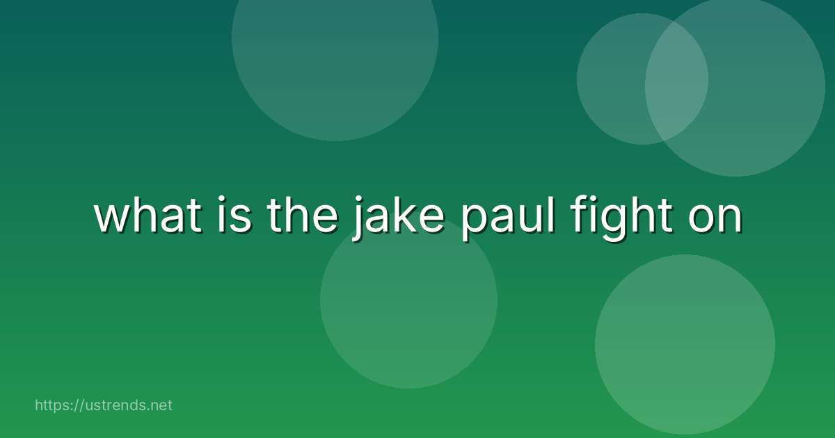 what is the jake paul fight on