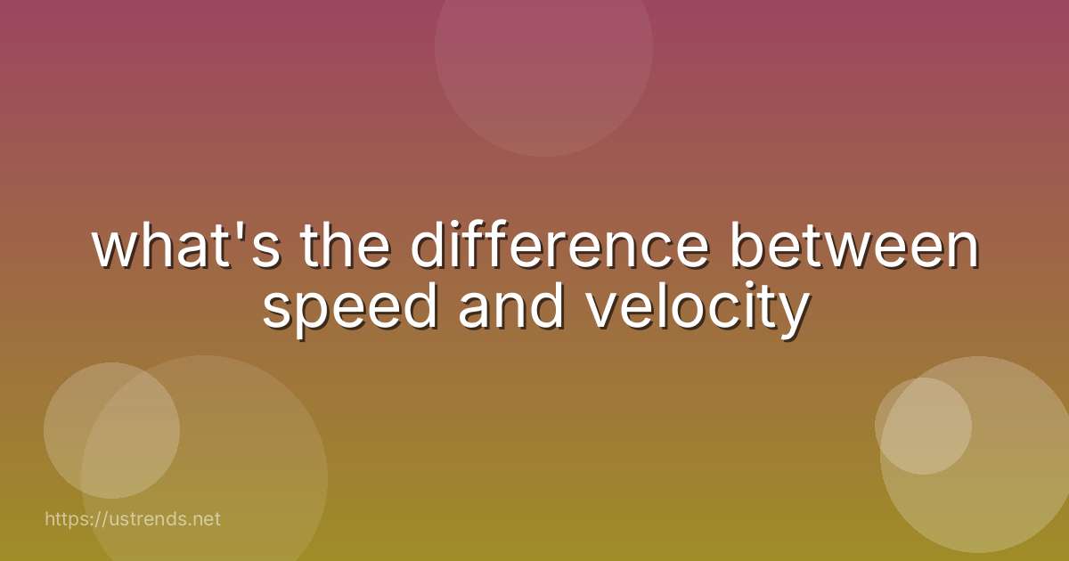 what's the difference between speed and velocity