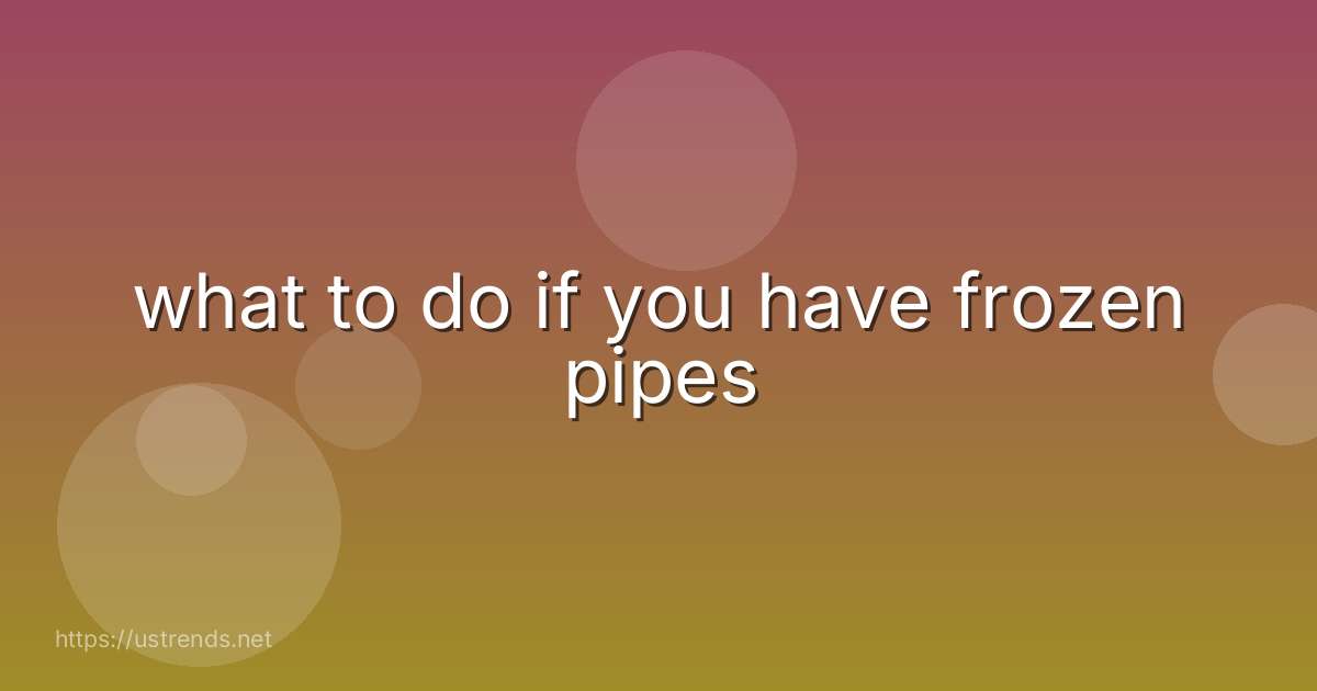 what to do if you have frozen pipes