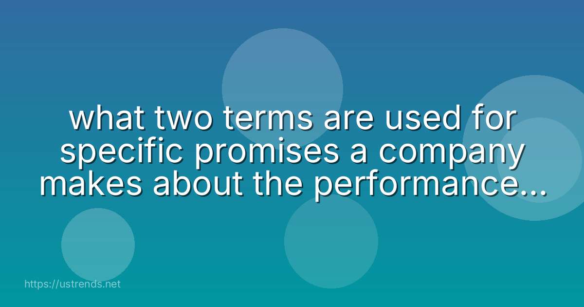 what two terms are used for specific promises a company makes about the performance of its product?