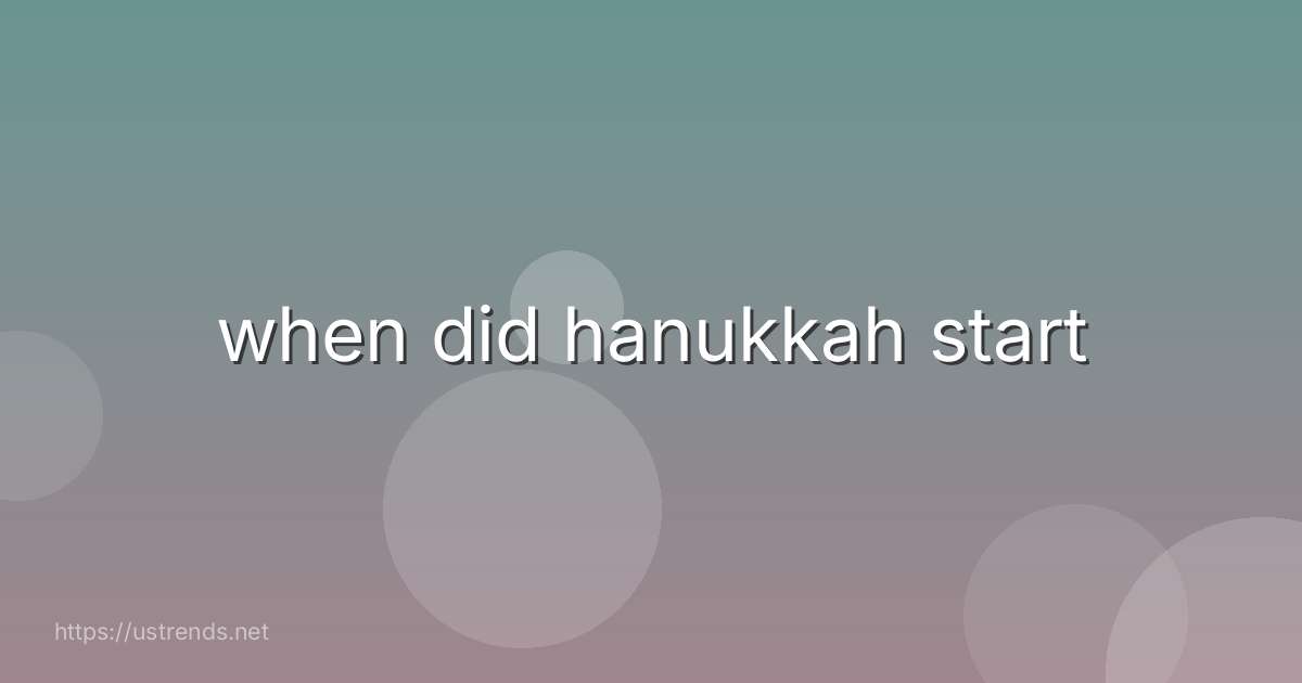 when did hanukkah start