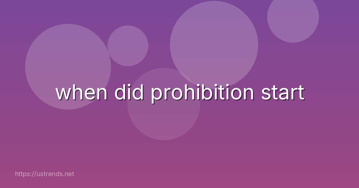 when did prohibition start