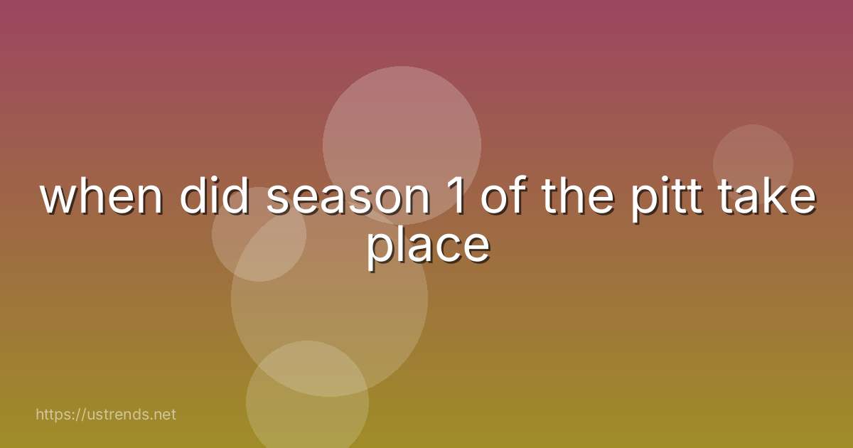when did season 1 of the pitt take place