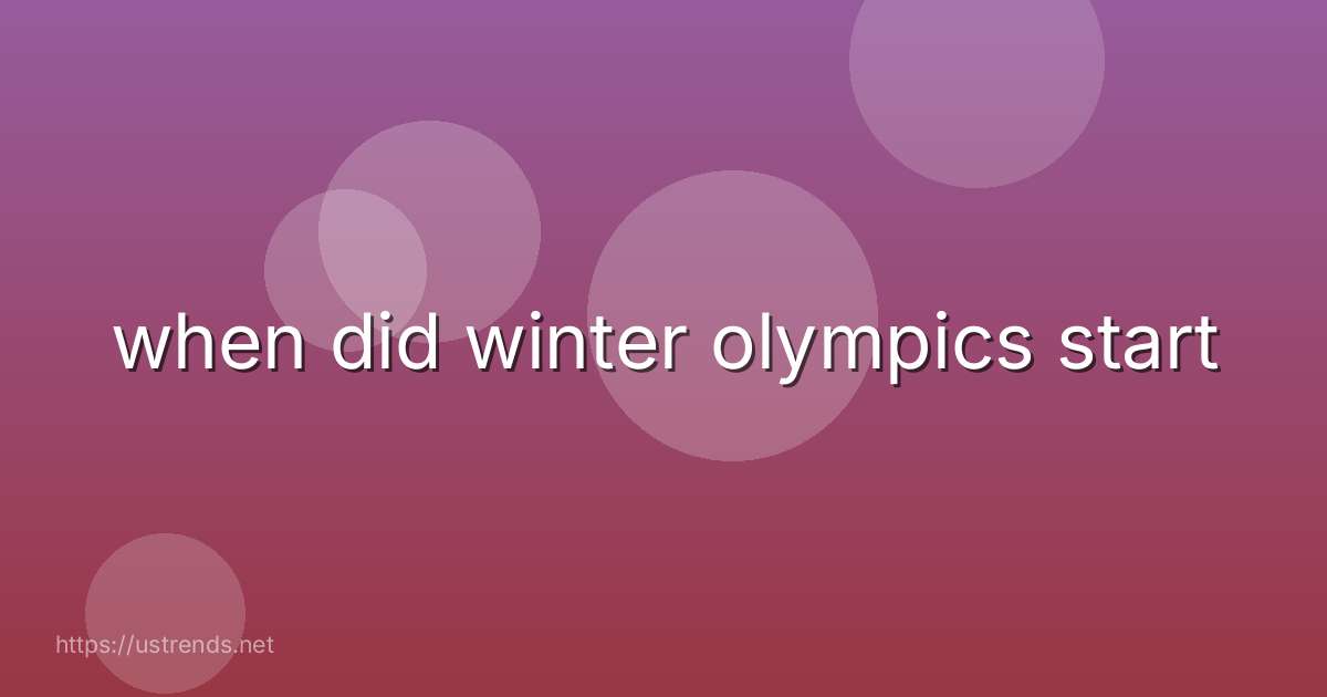 when did winter olympics start