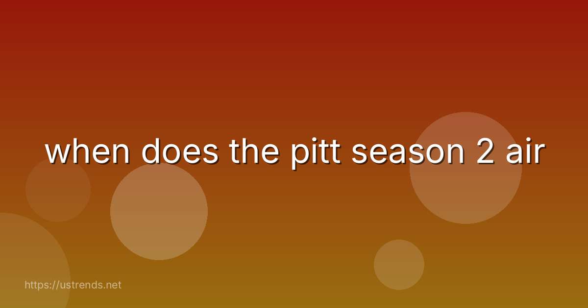 when does the pitt season 2 air