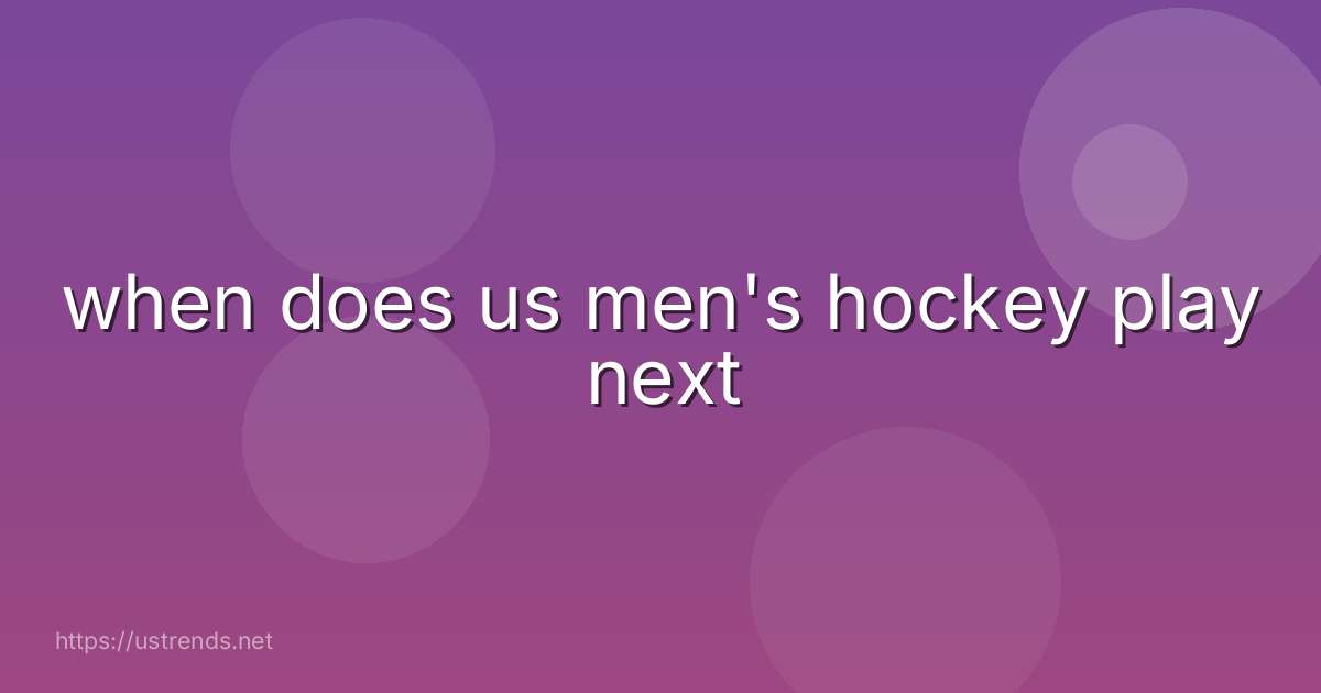 when does us men's hockey play next