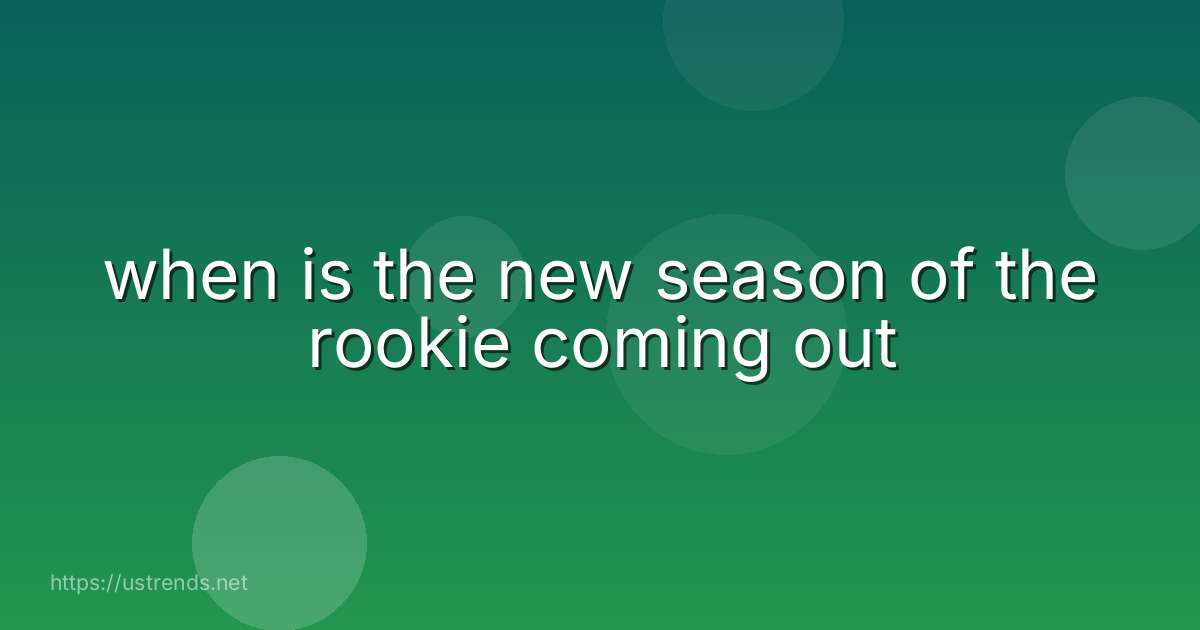 when is the new season of the rookie coming out