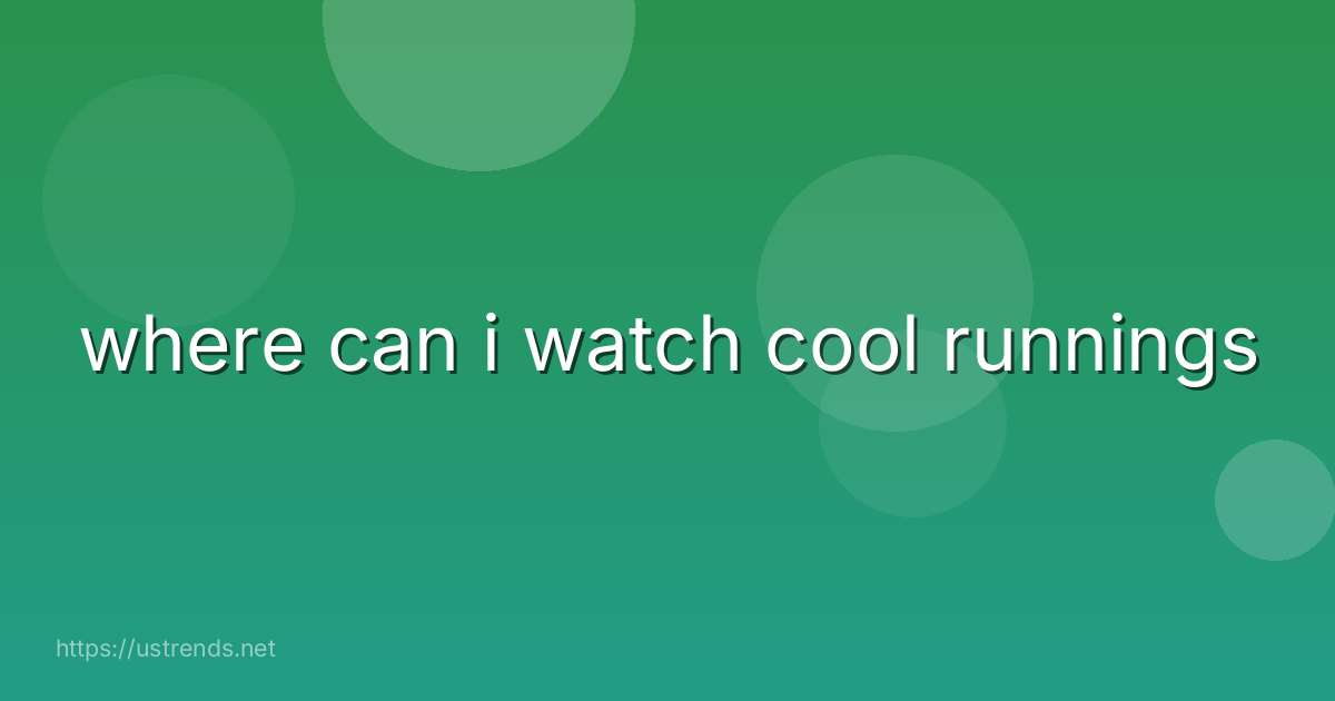 where can i watch cool runnings