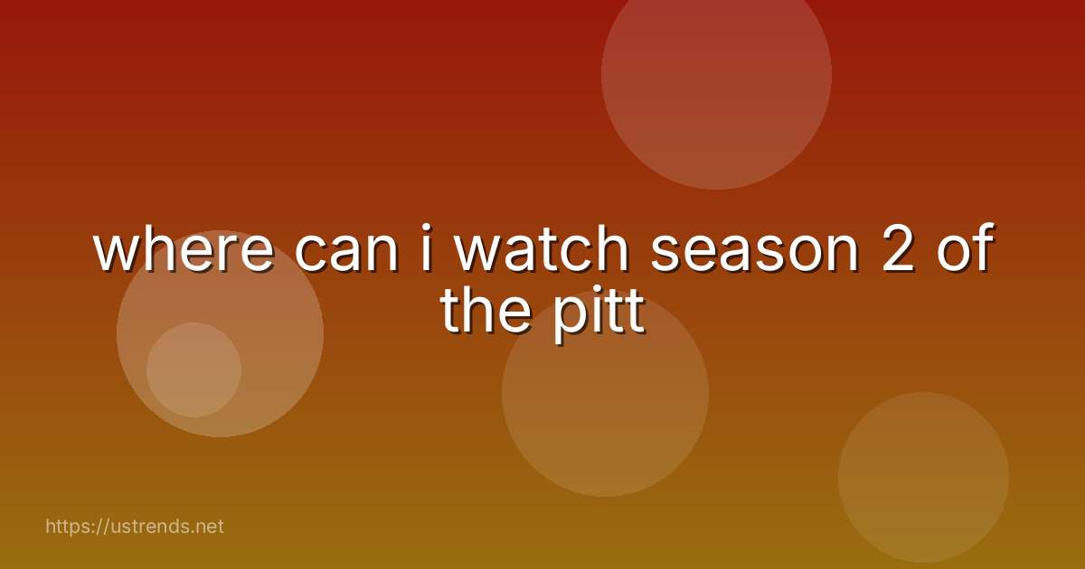 where can i watch season 2 of the pitt