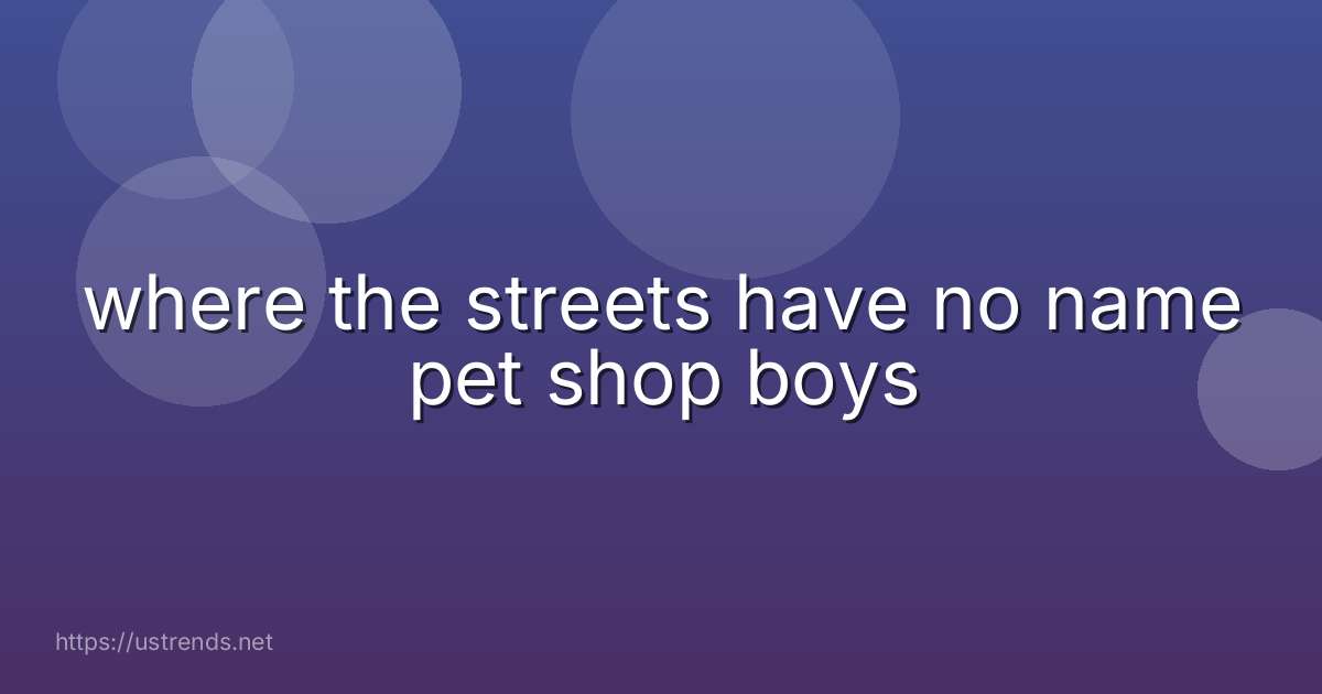 where the streets have no name pet shop boys