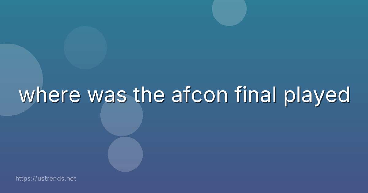 where was the afcon final played