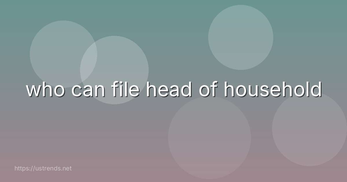 who can file head of household
