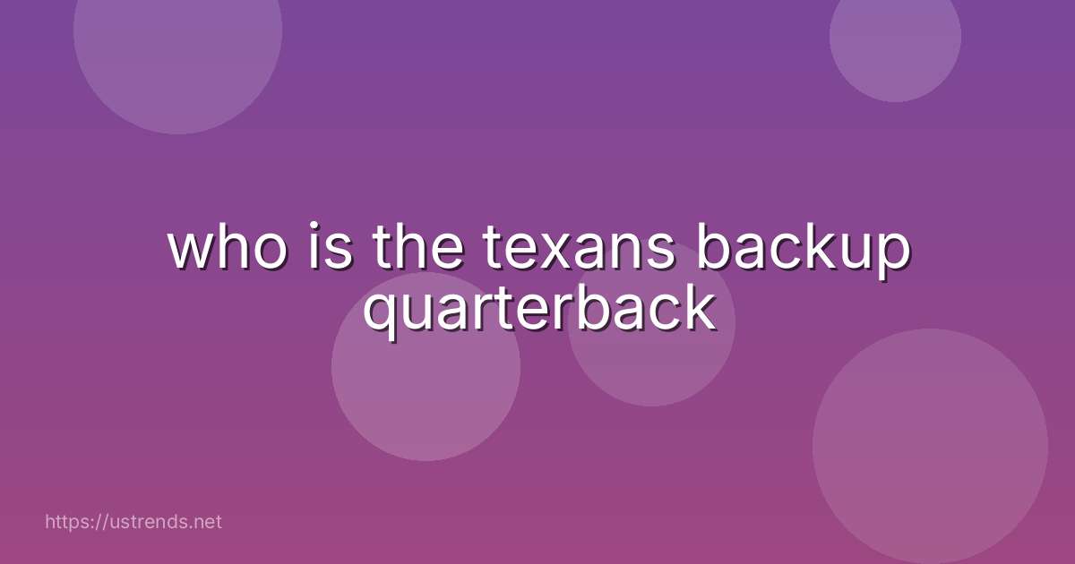 who is the texans backup quarterback