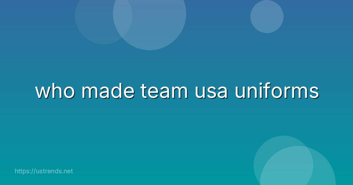 who made team usa uniforms