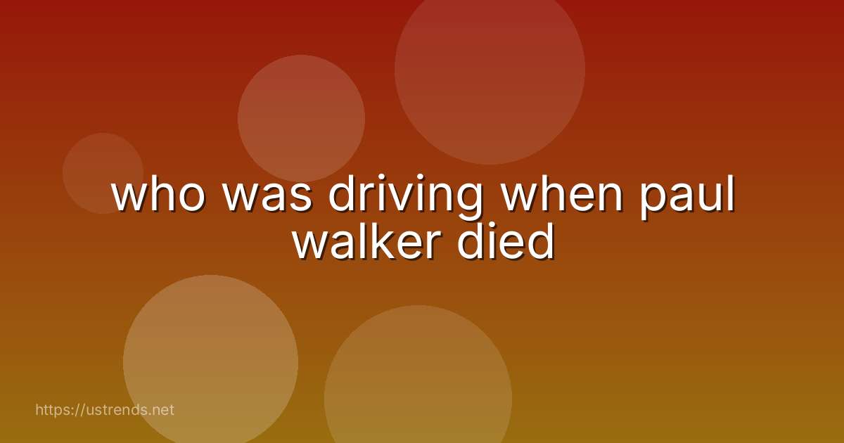 who was driving when paul walker died