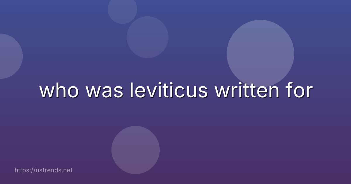 who was leviticus written for