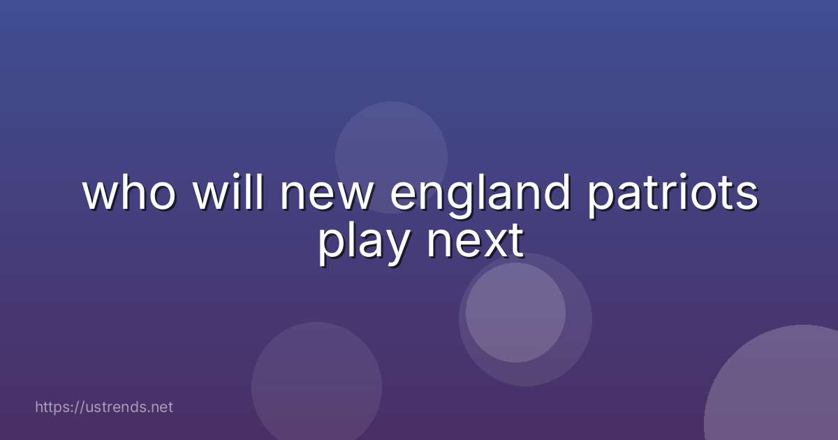who will new england patriots play next