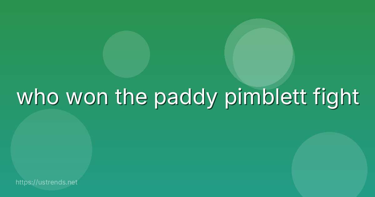 who won the paddy pimblett fight