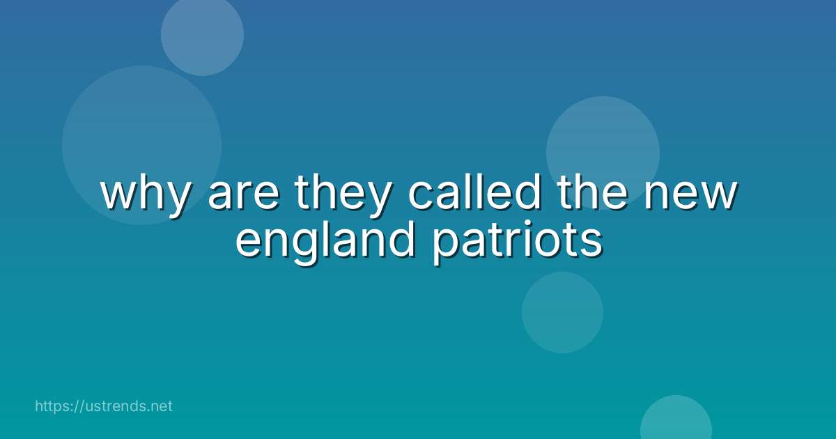 why are they called the new england patriots