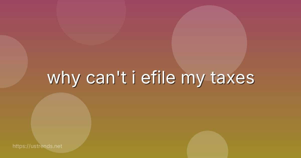 why can't i efile my taxes