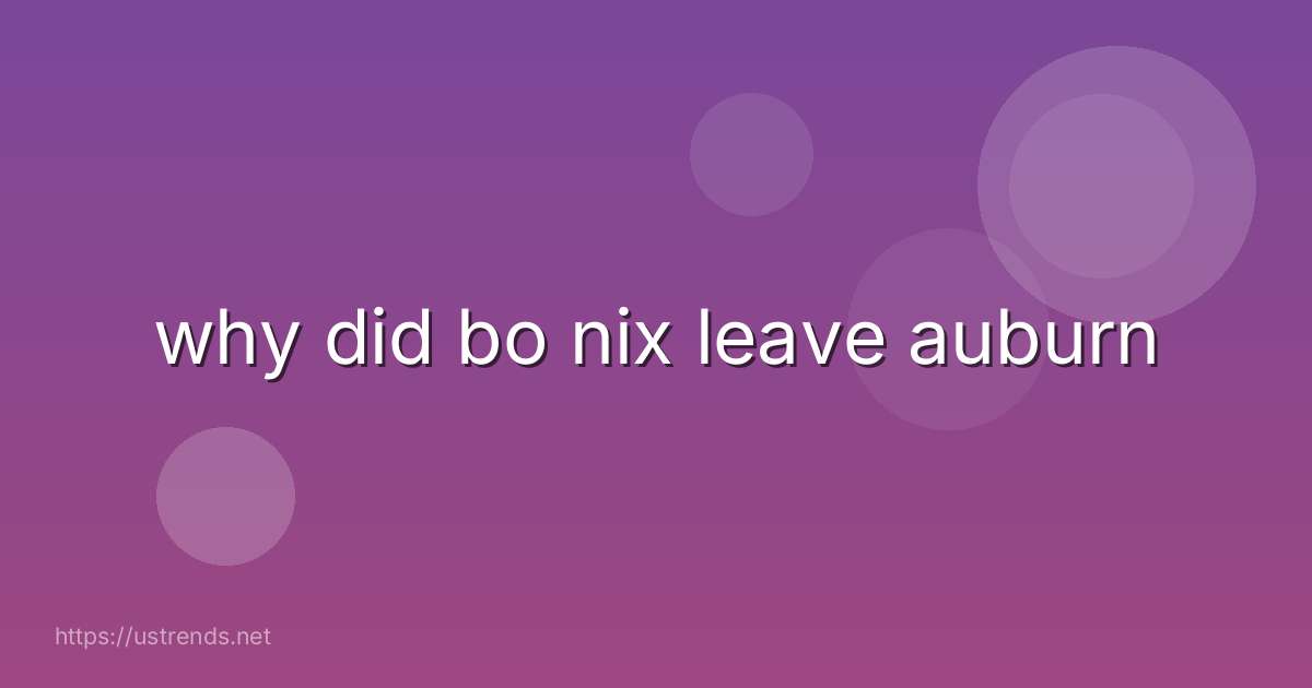 why did bo nix leave auburn