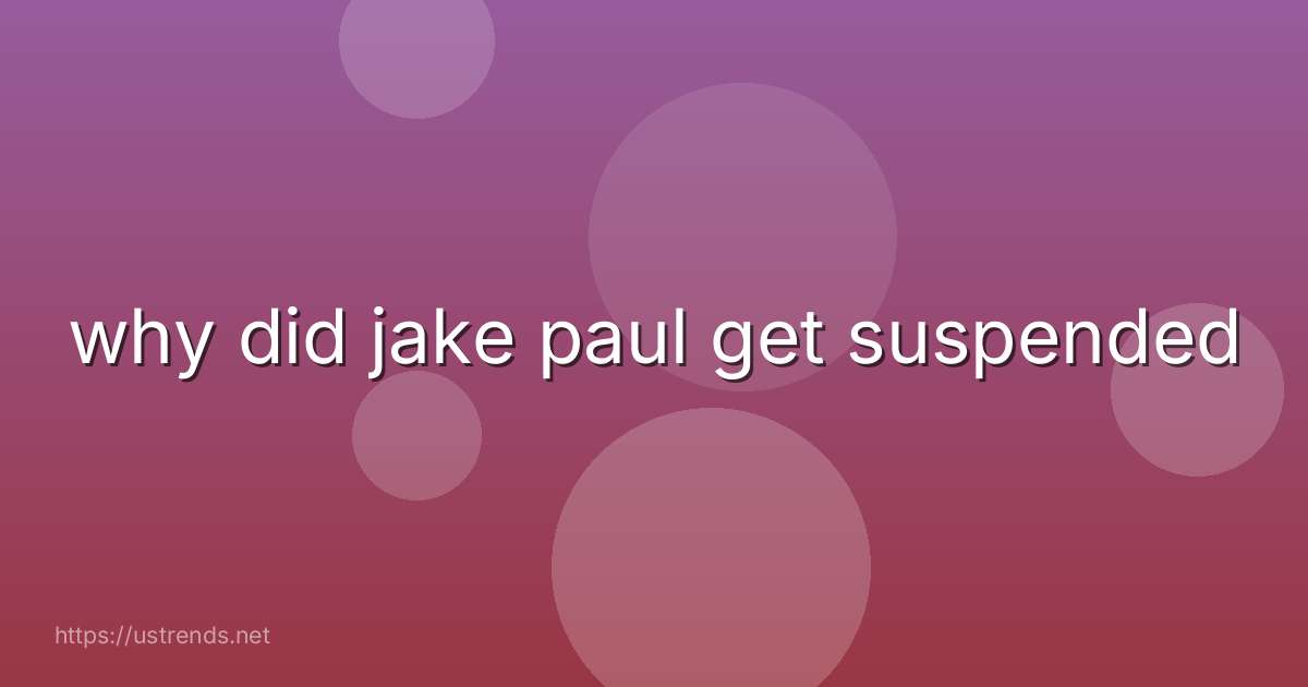 why did jake paul get suspended