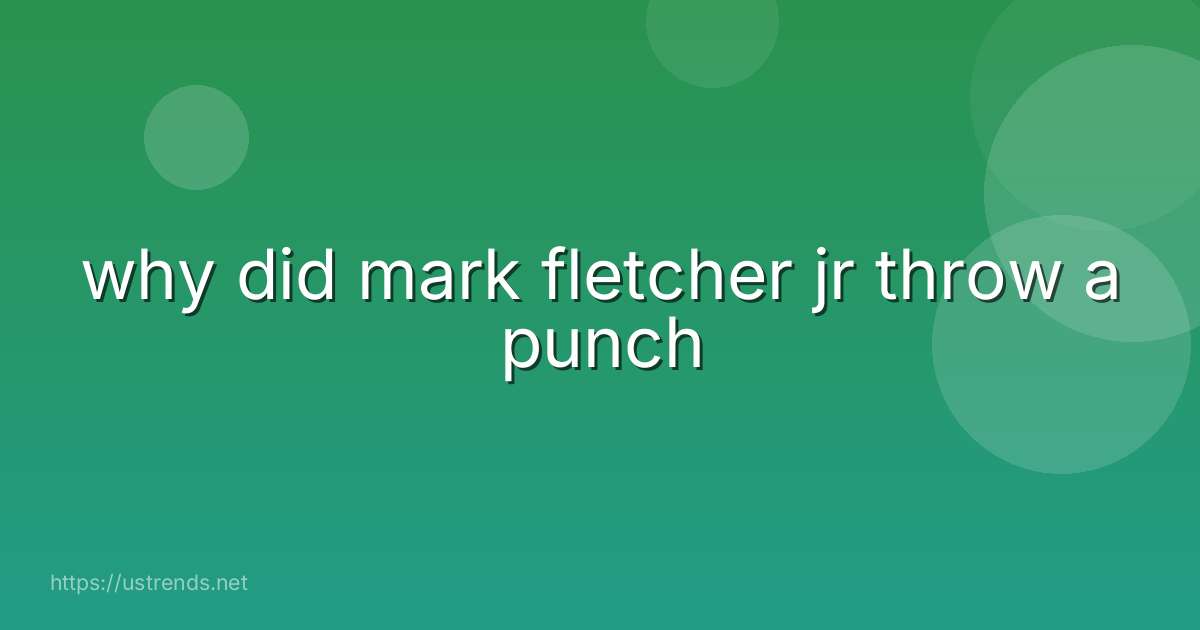 why did mark fletcher jr throw a punch