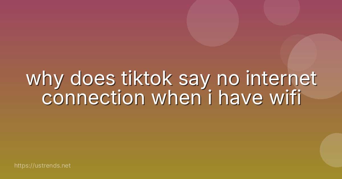 why does tiktok say no internet connection when i have wifi