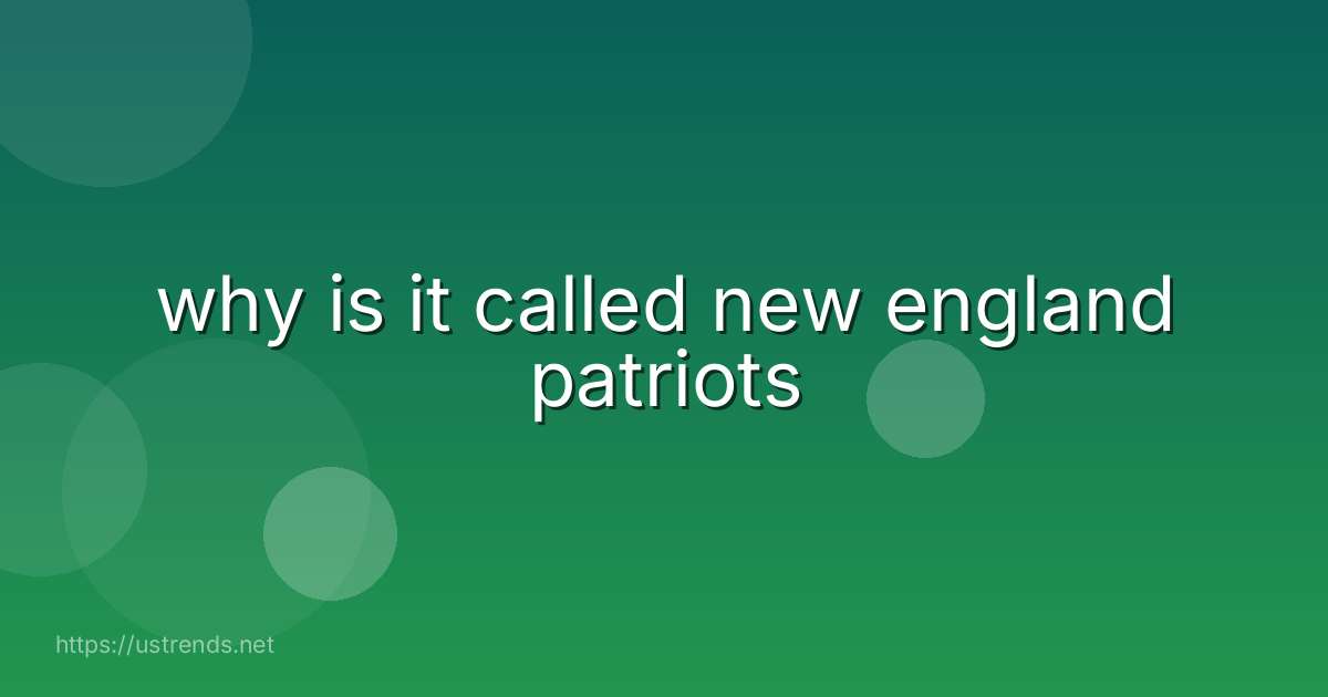 why is it called new england patriots